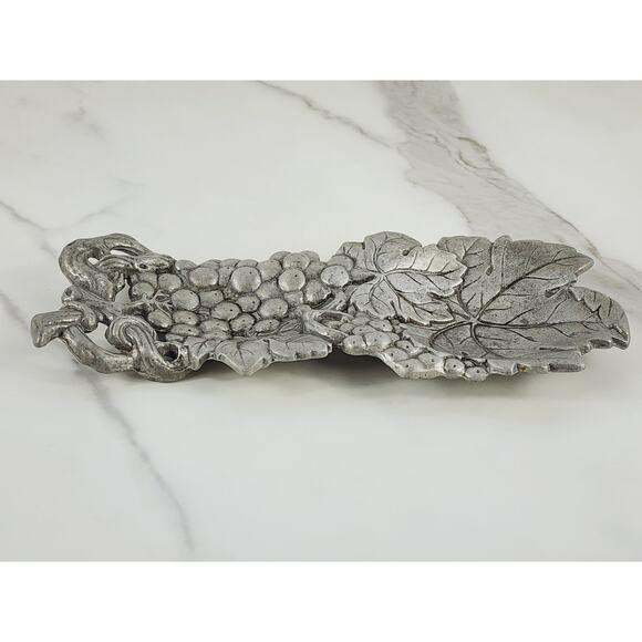 Arthur Court Grape Spoon Rest 8 1/2" 3D Vines Grapes 1993 Dinnerware Aluminum - Picture 13 of 15